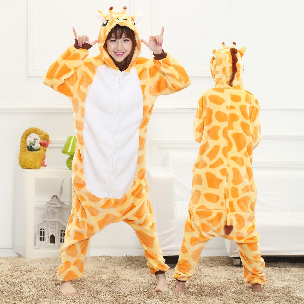 Giraffen Kostüm Erwachsene Tier Schlafanzug Pyjamas Onesie