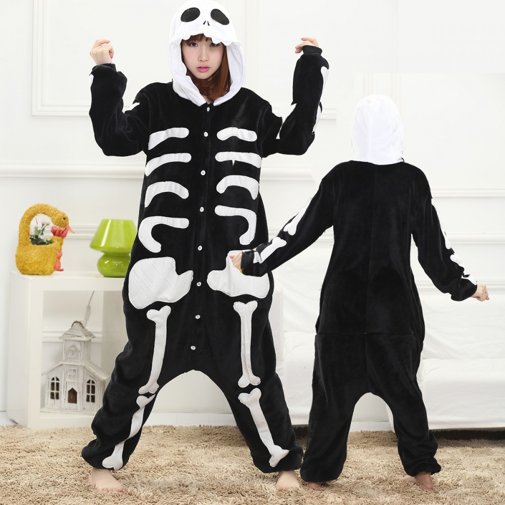 Skelett Kostüm Unisex Erwachsene Pyjamas Cosplay Tier Onesie