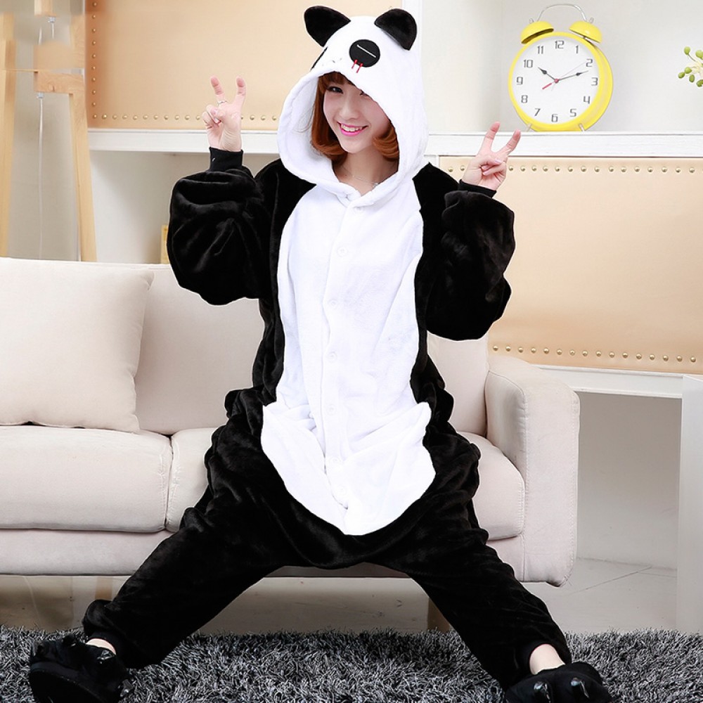 Panda Kostüm Damen Herren Tier Pyjamas Jumpsuit Onesie
