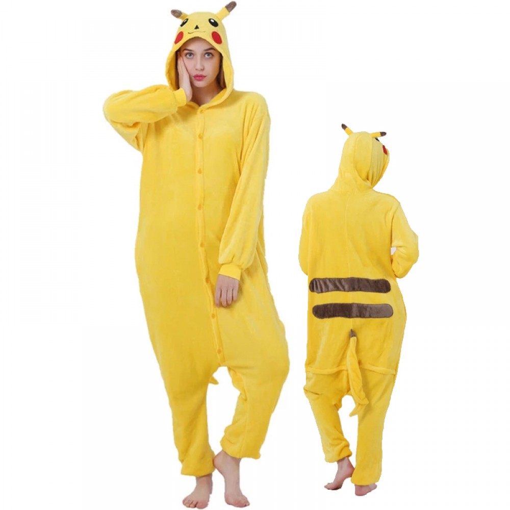 Pikachu Kostüm Erwachsene Unisex Tier Onesie Einteiler