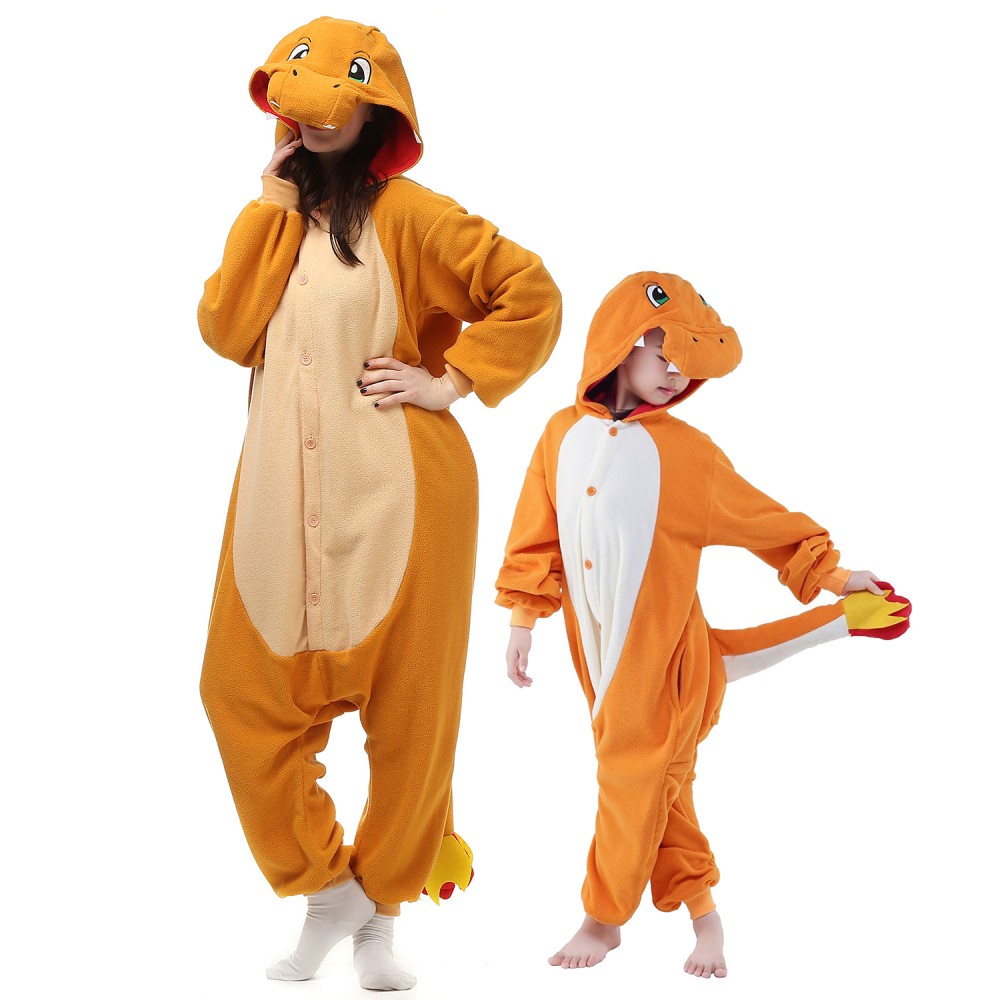 Charmander Kostüme Pyjamas Cosplay Jumpsuit Tier Onesie Kinder & Erwachsene 