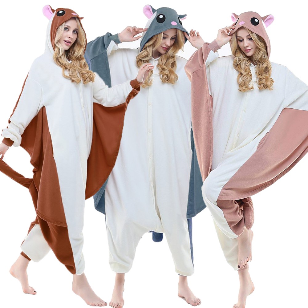 Fliegendes Eichhörnchen Kostüm Erwachsene Tier Onesie Cosplay Pyjamas