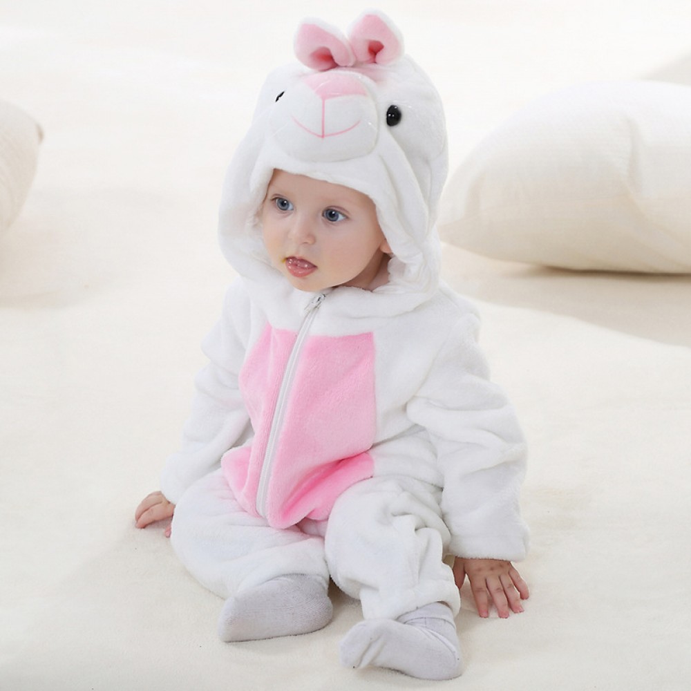 Kleinkind Weiss Hasenkostüm für Baby Tier Onesie Cosplay Pyjamas
