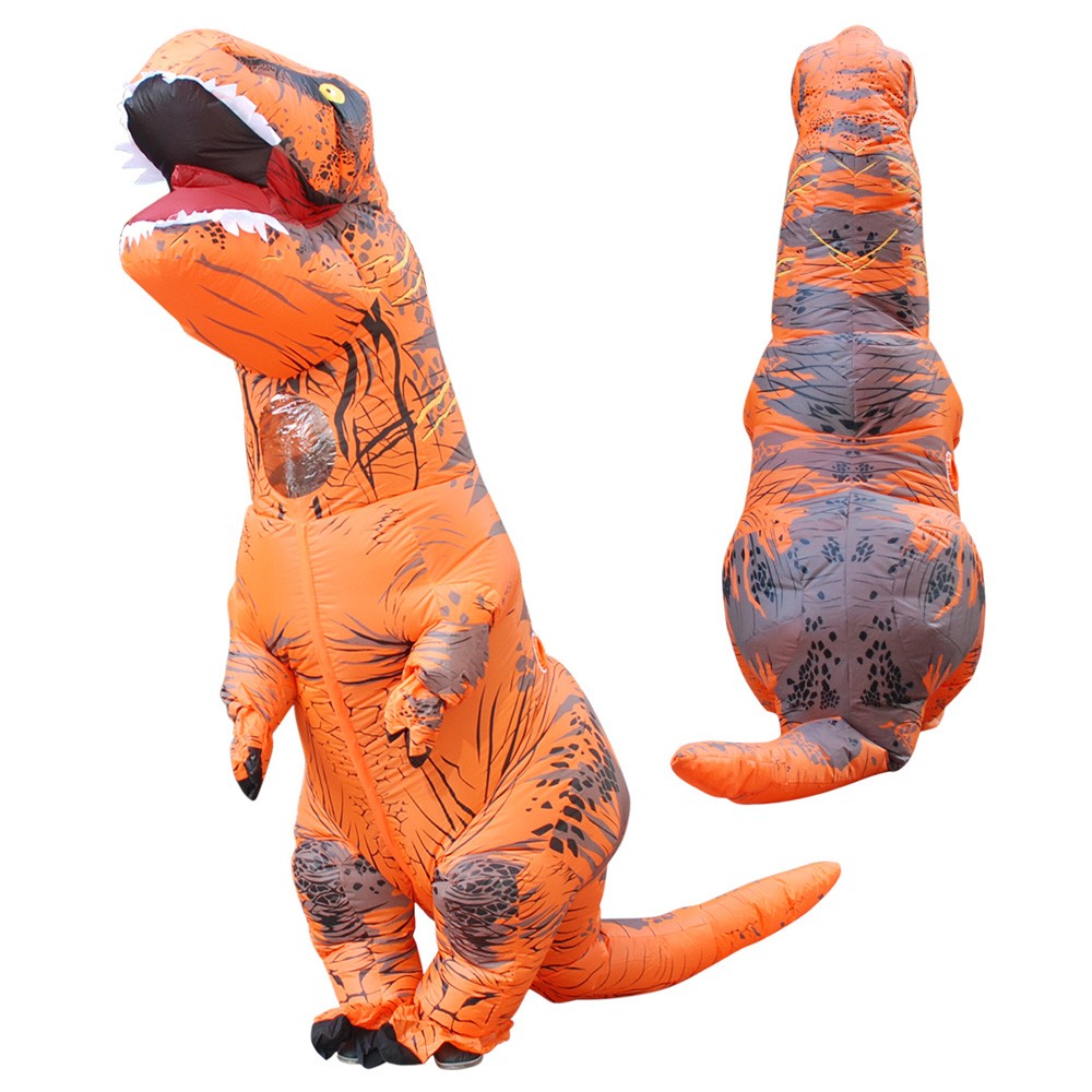 Aufblasbares Kostüm T-Rex für Erwachsene und Kinder Orange